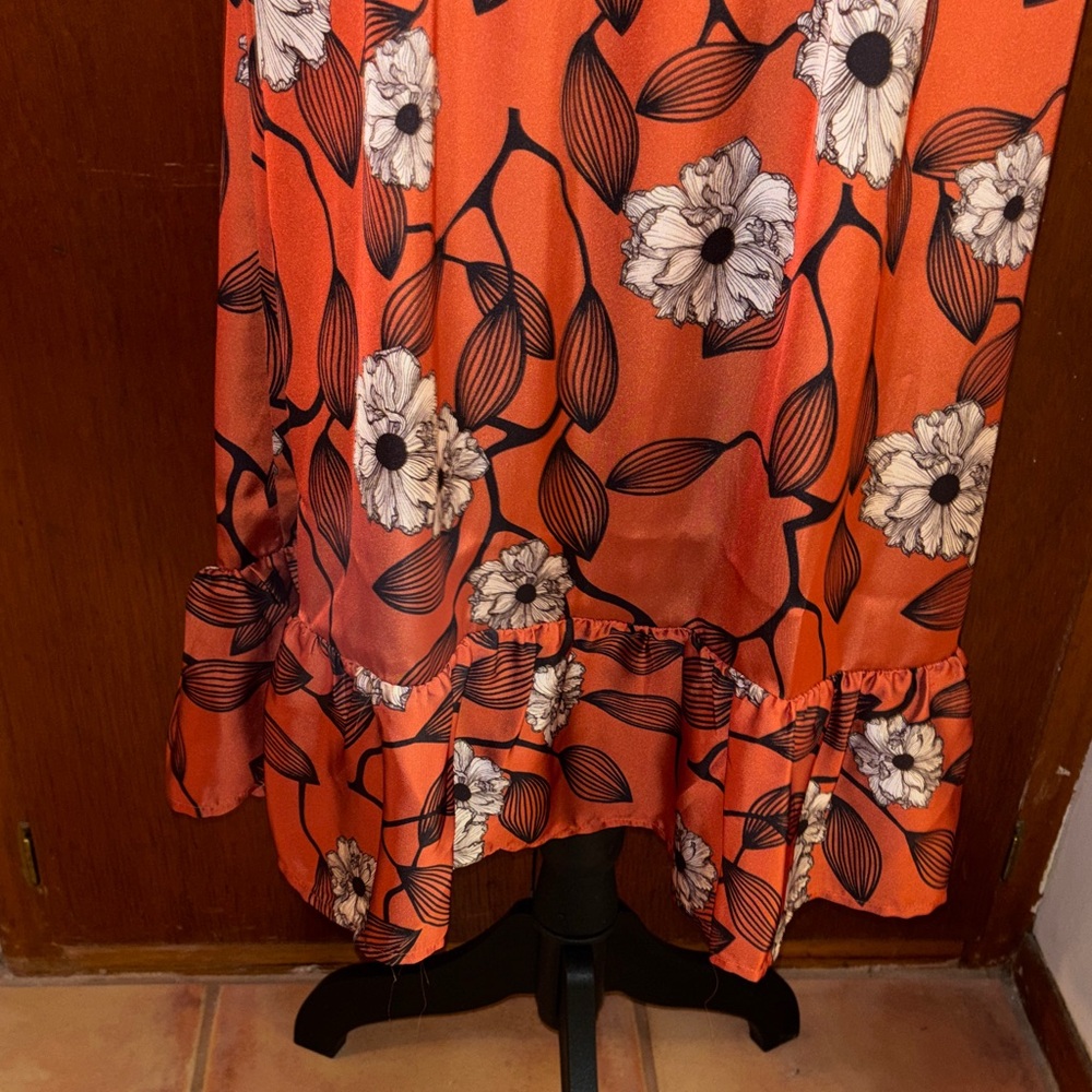 Cotton Chicks Ruffle Sleeve Dress in Rust Floral SZ MED - Picture 5 of 12